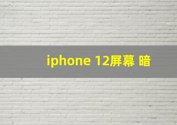 iphone 12屏幕 暗